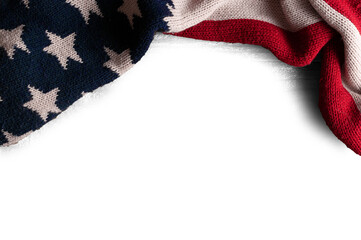 Fototapeta premium USA flag scarf creates a frame with shading
