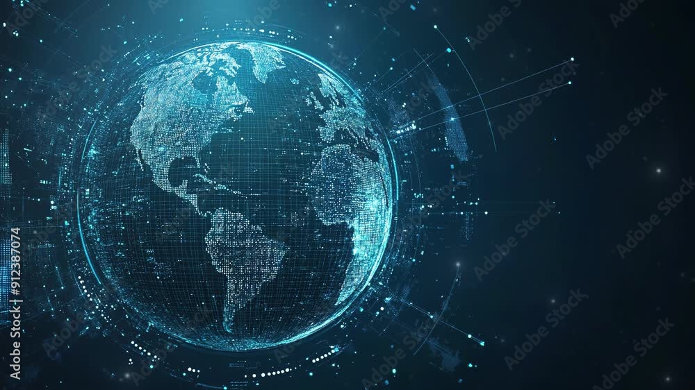 Aufkleber abstract digital technology background. abstract global network and connectivity concept with glowin