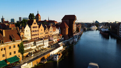 city ​​European ancient architecture port city aerial photography Gdansk Poland