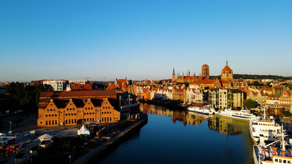 city ​​European ancient architecture port city aerial photography Gdansk Poland