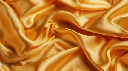 Fototapeta premium Gold silk fabric with a shiny texture draped over a surface luxury and elegance background