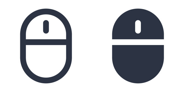 Computer mouse simple icons set designed in filled, outline, line and stroke style