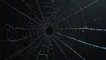 spider web with dew drops