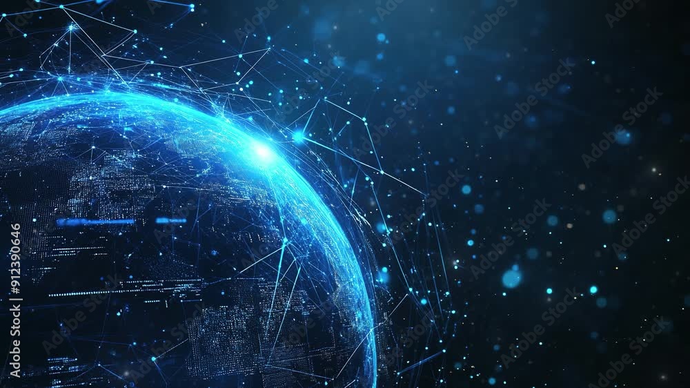 Poster abstract digital technology background. abstract global network and connectivity concept with glowin