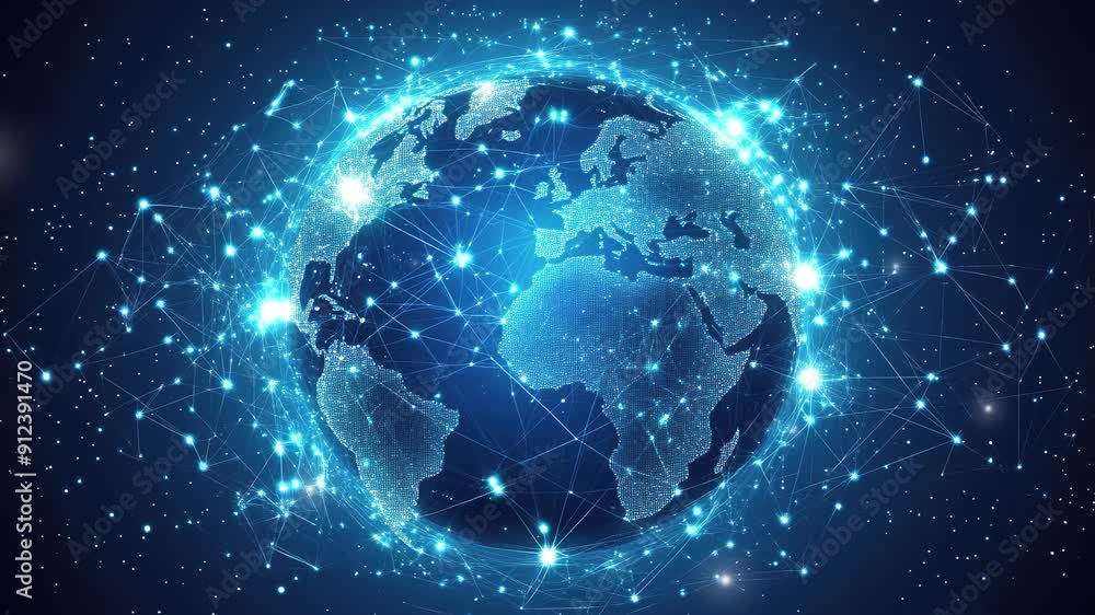 Poster abstract digital technology background. abstract global network and connectivity concept with glowin
