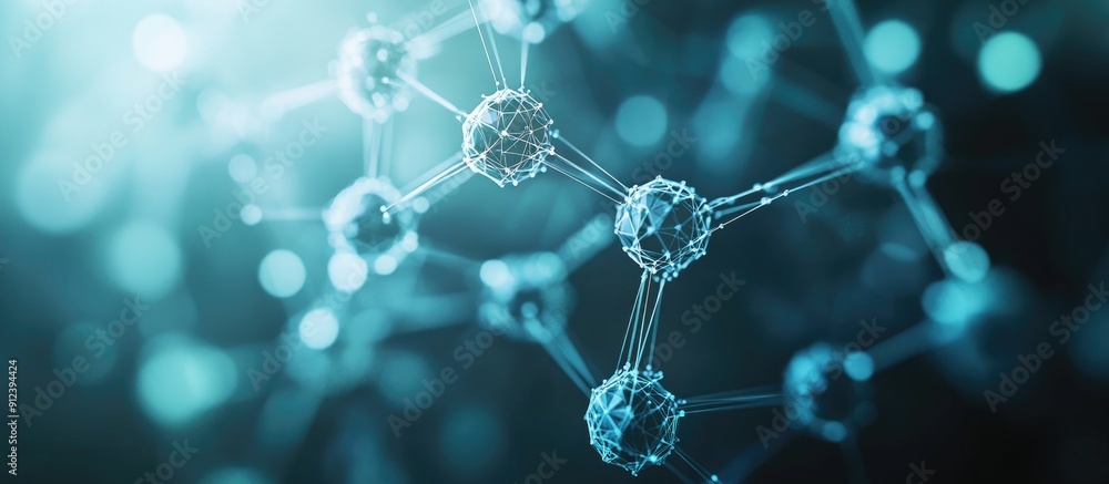 Poster abstract 3d background featuring molecular technology with polygonal shapes interconnected dots and 