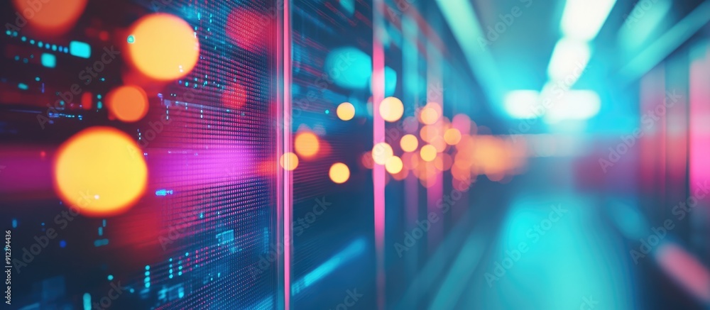 Poster abstract blurred background illustration depicting a defocused technology environment showcasing net