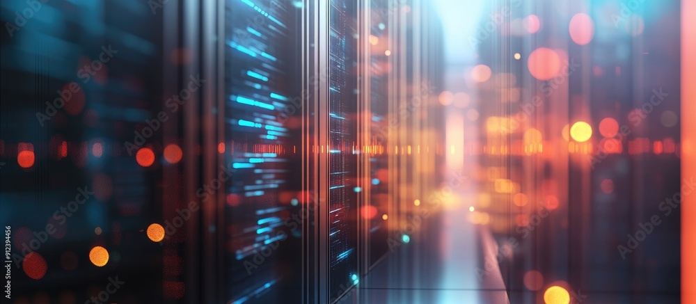 Poster abstract blurred background illustration depicting a defocused technology environment showcasing net