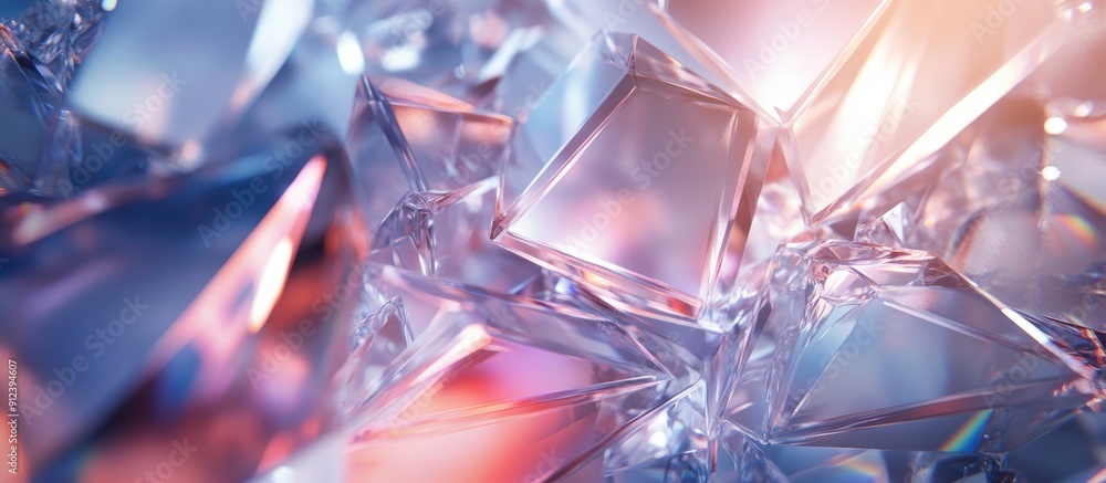 Poster abstract layered crystal glass background in 3d rendering