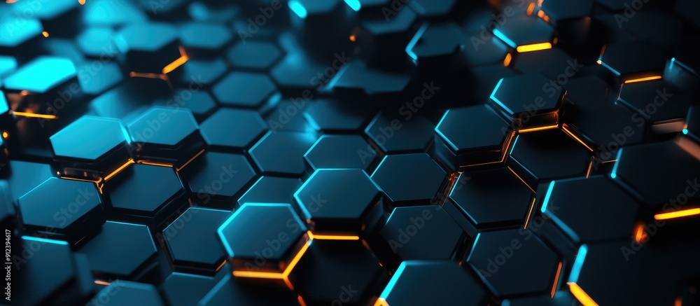 Aufkleber abstract hexagonal background featuring a technological polygonal design in a minimalist digital aes