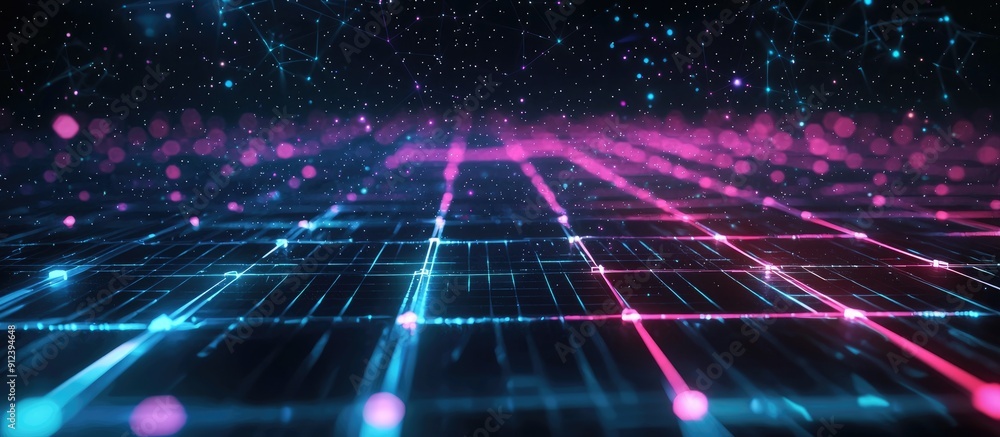 Poster abstract lines grid technology background with 3d rendering effects