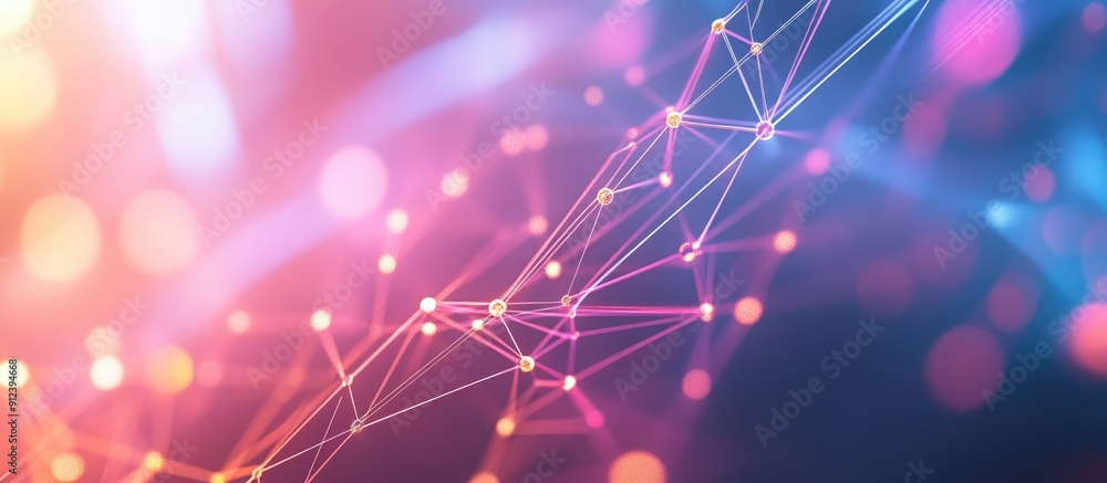 Poster abstract polygonal background with dots and lines representing network connectivity science and tech