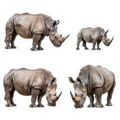 Obraz premium set photo of rhinoceros isolated on white transparant background