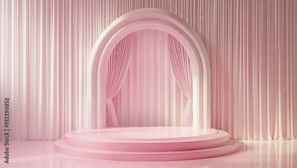 Poster this is a stock image of a beautiful, gradient landscape in a light pink color, horizontally positio