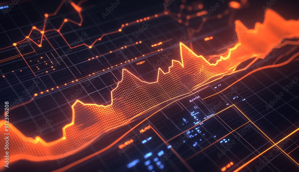 Poster the stock market chart lines and financial graph on a background of technology represent financial c