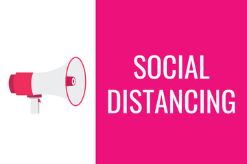 social distancing button, banner, label, template for website. social distancing text with colorful megaphone icon
