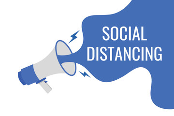 social distancing button, banner, label, template for website. social distancing text with colorful megaphone icon
