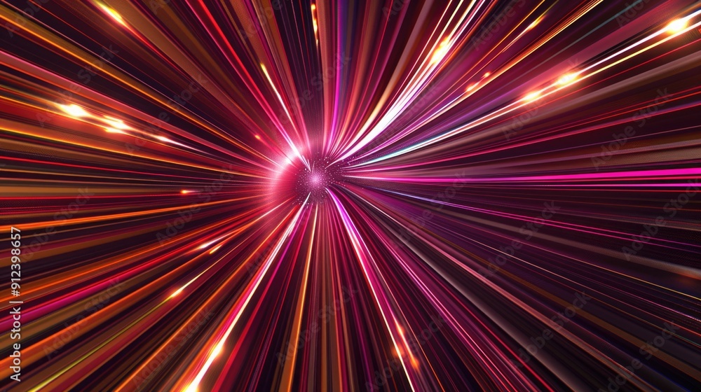Poster a photo of a long exposure light trail in a dark environment, great for representing movement and ti