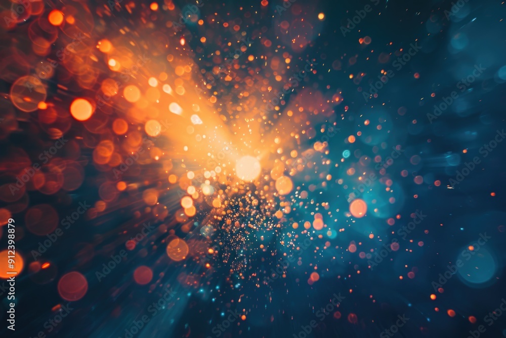 Poster a blurred image of a bright orange and blue background with unknown details