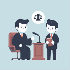 Obraz premium flat illustration of judicial characters, judge, lawyer
