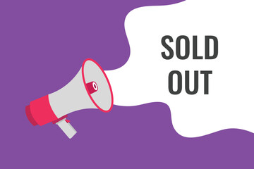 sold out button, banner, label, template for website. sold out text with colorful megaphone icon
