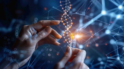 A scientist is working on a DNA strand in a lab