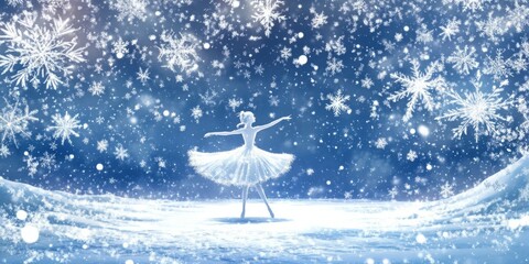 Winter's Ballet: An Animated Snow Scene with Snowflakes Dancing in the Ballet of the Season