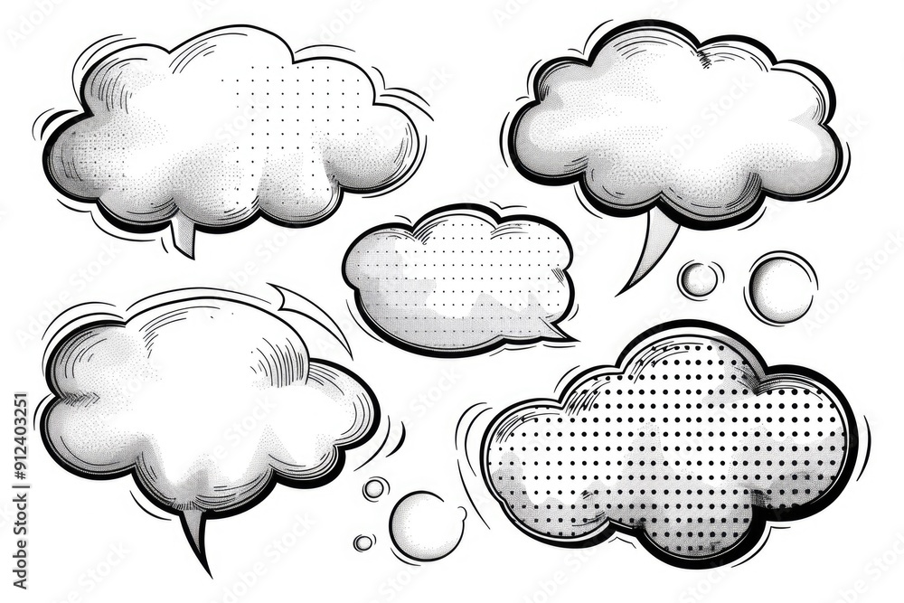 Poster Set of colorful and playful speech bubbles on a white background