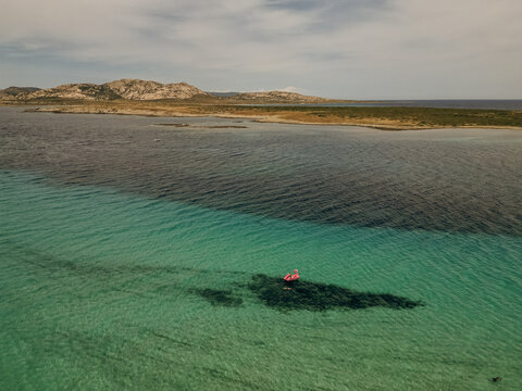 Aerial View of Spaggia La Pelosa Near Stintino, Sardegna