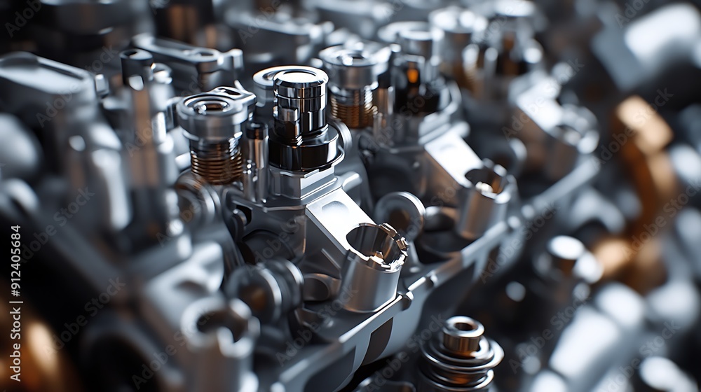 Poster closeup of a complex engine mechanism