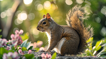 Selective focus shot of a cute fox squirrel