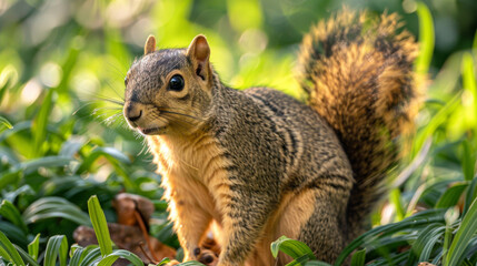 Obraz premium Selective focus shot of a cute fox squirrel