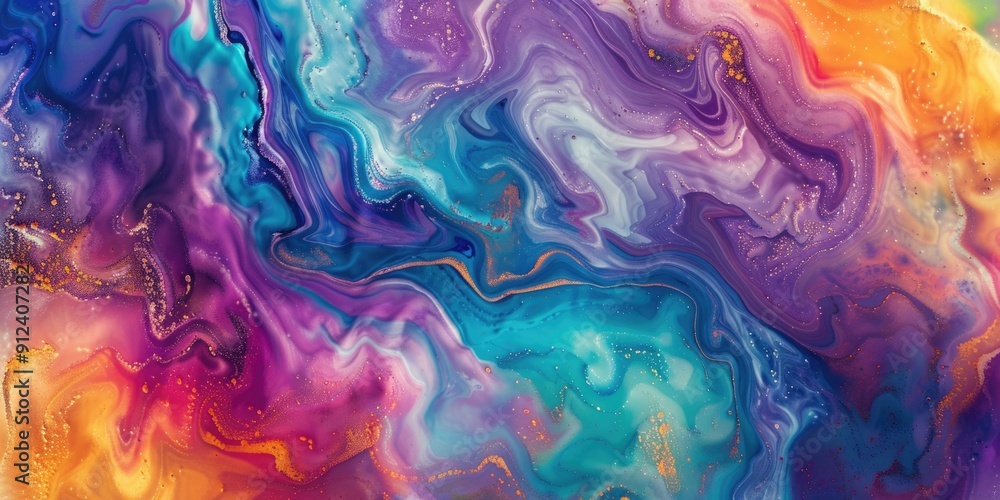 Poster a vibrant and dynamic abstract art piece featuring swirling colors and textures
