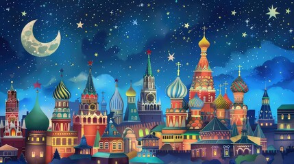 Obraz premium Illustration Of Russian Landmarks. Generative AI