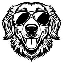Obraz premium Head Golden Retriever wearing sunglasses