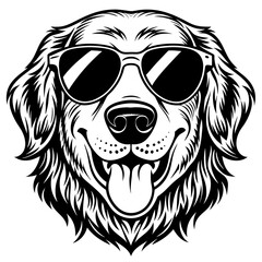 Head Golden Retriever wearing sunglasses