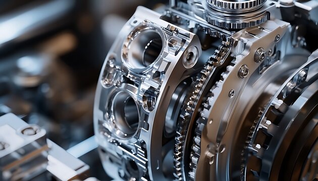 Close-Up of a Complex Engine Mechanism