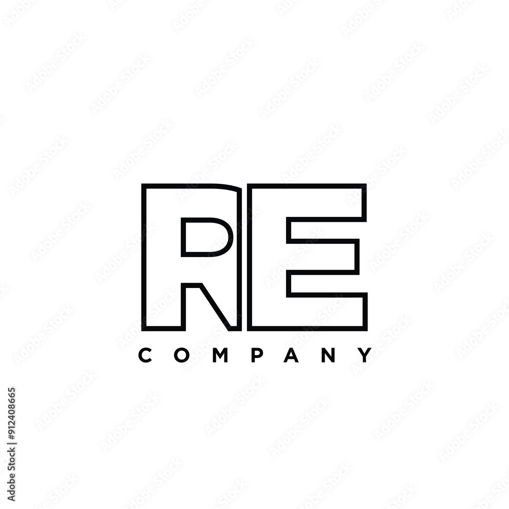Aufkleber letter r and e, re logo design template. minimal monogram initial based logotype.