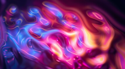 Fototapeta premium Abstract Holographic iridescent rainbom Y2K fluid background. Lliquid gradient waves surface futuristic texture.Mental health holo modern aesthetic. Trendy Brutalism