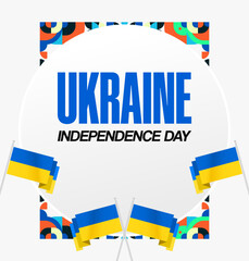 Ukraine National Day square banner. Modern geometric background with colorful style for Ukrainian Day. Happy Independence Day of Ukraine greeting card cover in flag colors. Happy national day