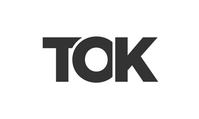 TOK logo design template with strong and modern bold text. Initial based vector logotype featuring simple and minimal typography. Trendy company identity.