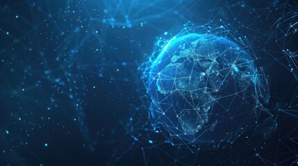 Virtual blue globe planet with a network of lines connection technology