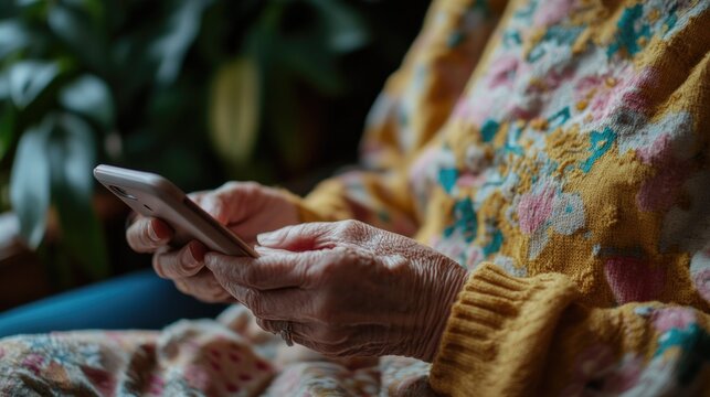 Close-up of Deaf Person Using Sign Language App on Phone for Communication Technology
