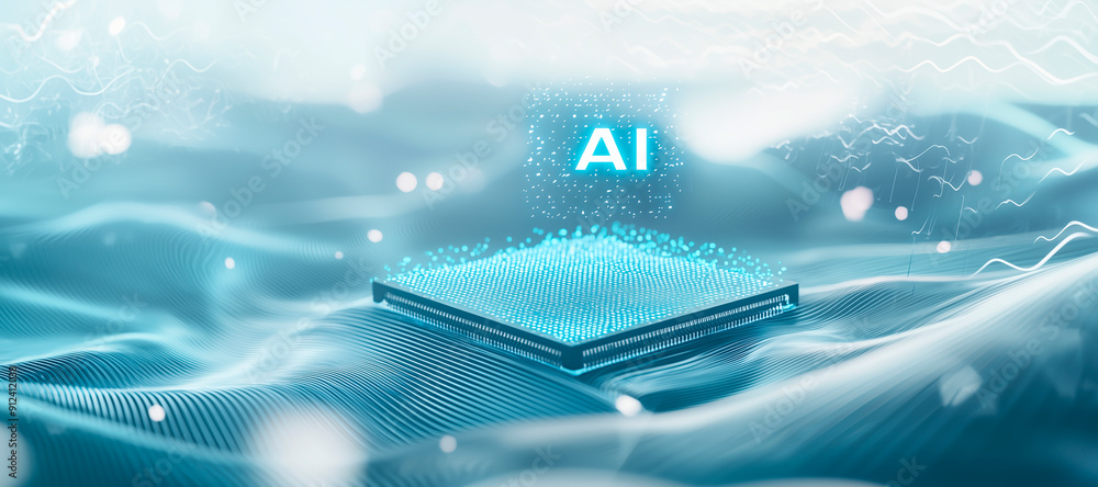 Fototapete chip with holographic text 