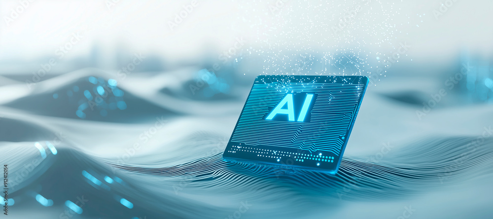 Fototapete chip with holographic text 