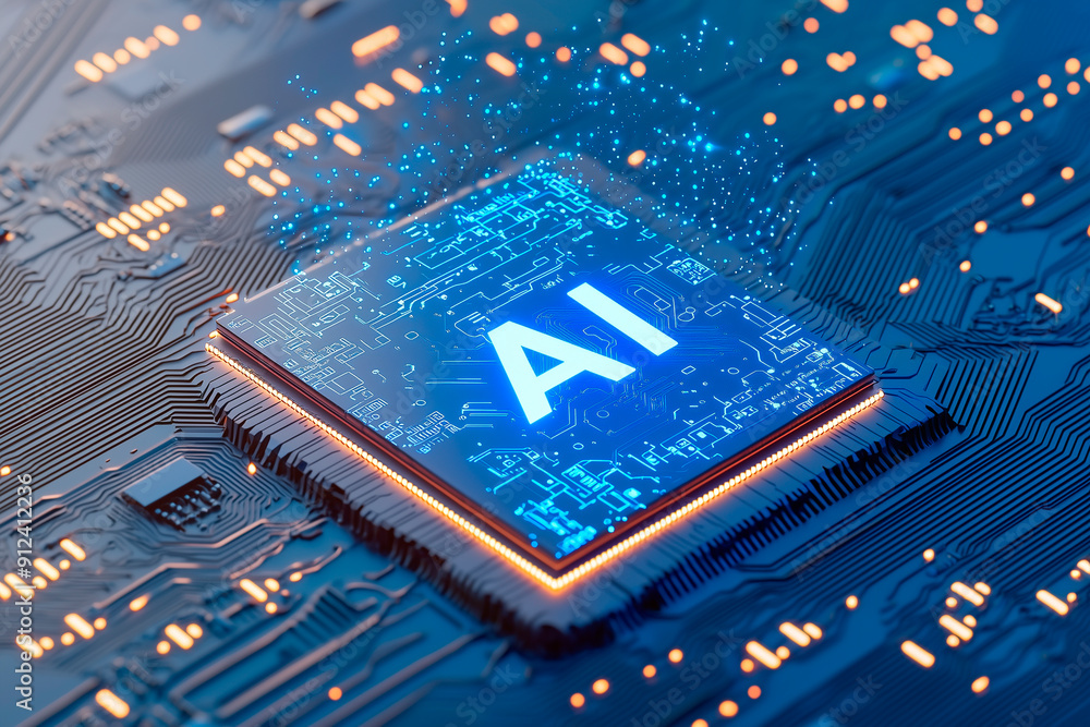 Fototapete chip with holographic text 