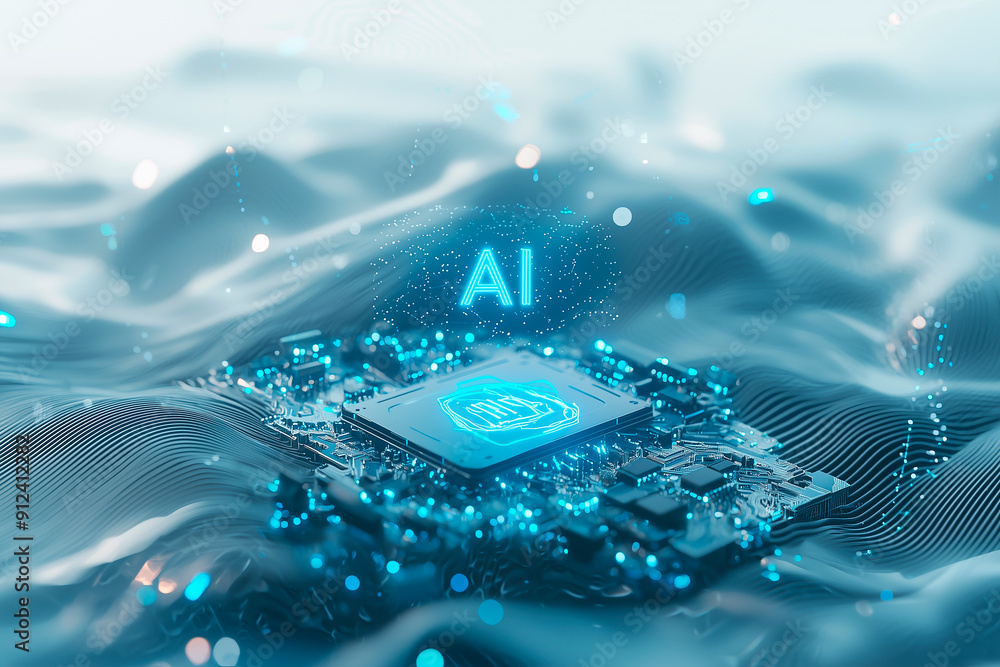 Poster chip with holographic text 