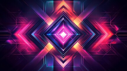 Vibrant Geometric Patterns in Neon Colors With Dynamic Light Effects