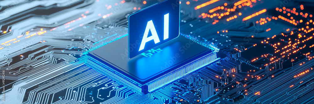 Fototapete chip with holographic text 