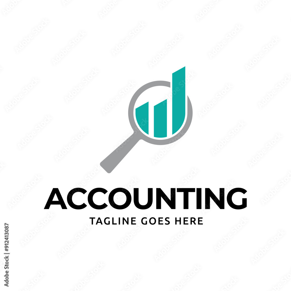 Poster vector logo combination of a graph and magnifier